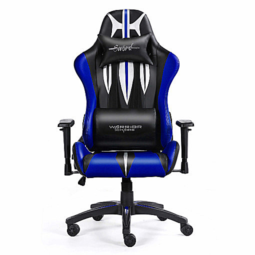 Krzesło gamingowe niebieskie Sword z przodu