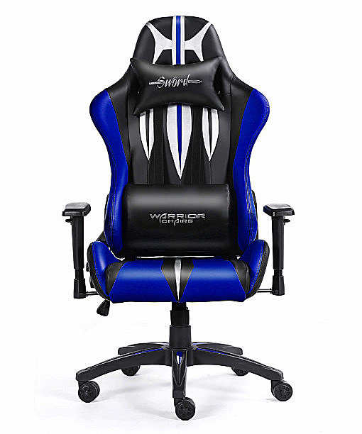 Krzesło gamingowe niebieskie Sword z przodu