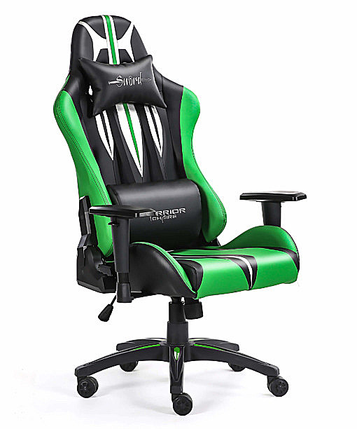 Bok i przód zielonego krzesła do gier komputerowych Sword
