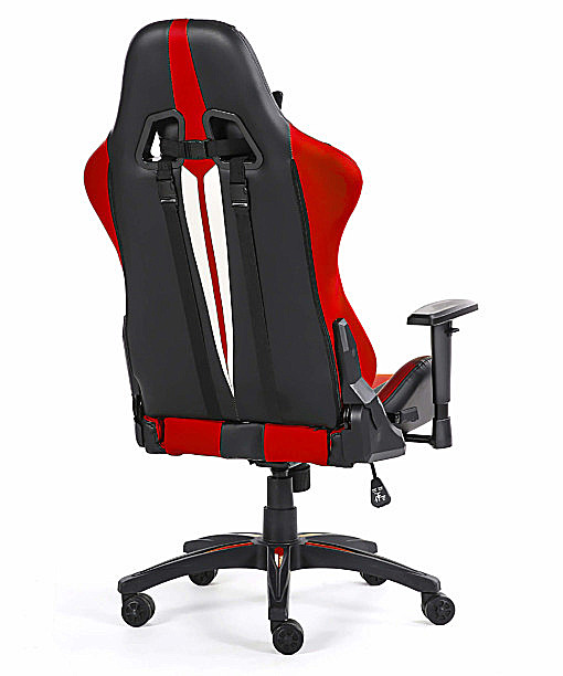 Tył czerwonego krzesła dla graczy Sword